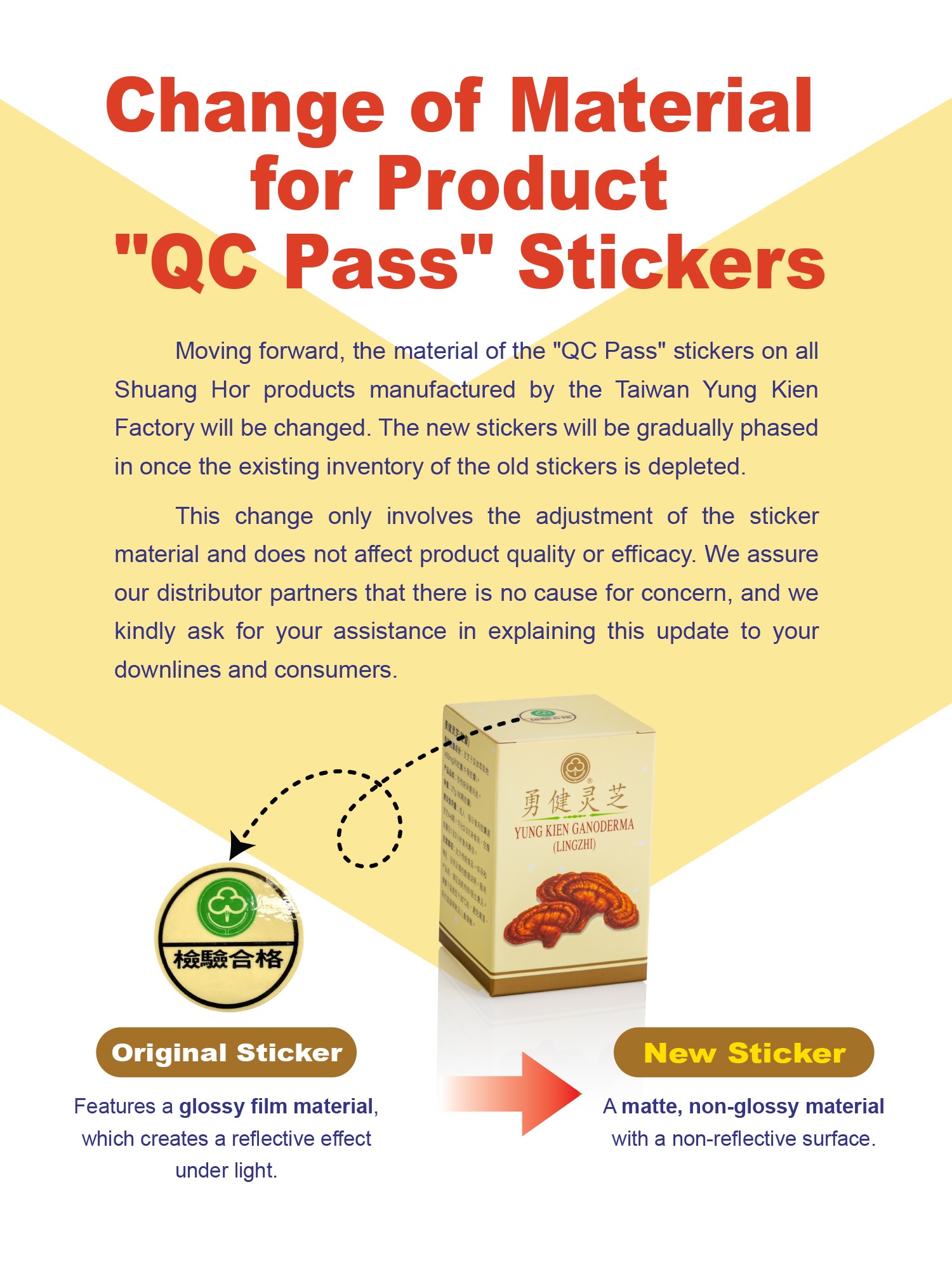 Change of Material for Product "QC Pass" Stickers