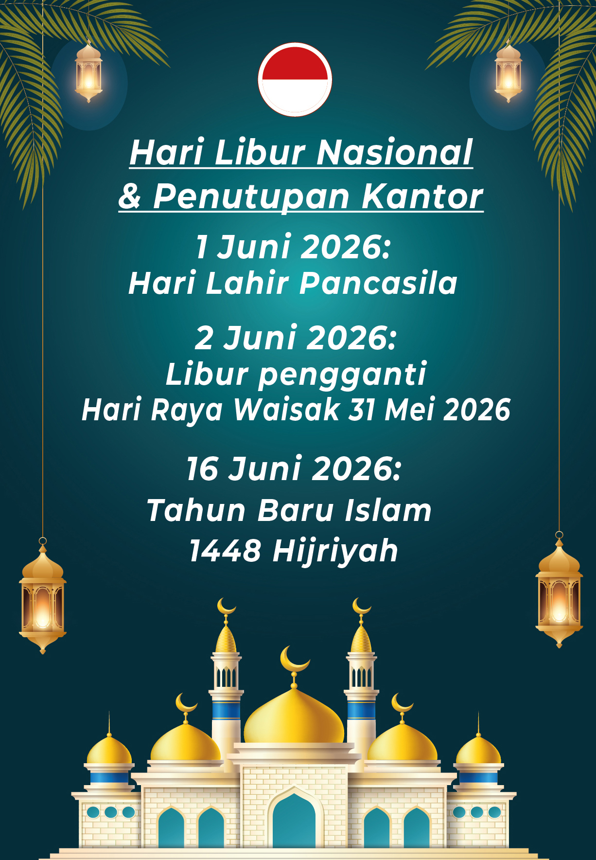 Hari Libur Nasional Bulan Juni 2026