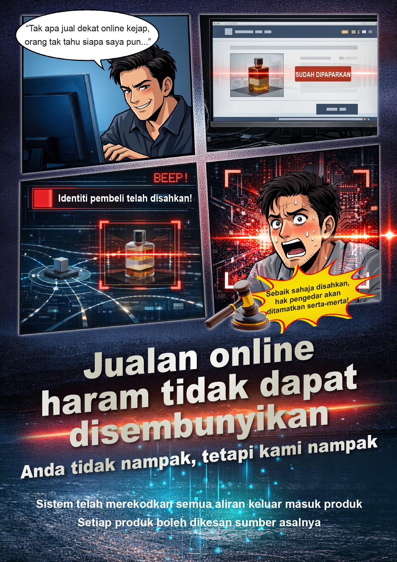 Jualan online haram tidak dapat disembunyikan